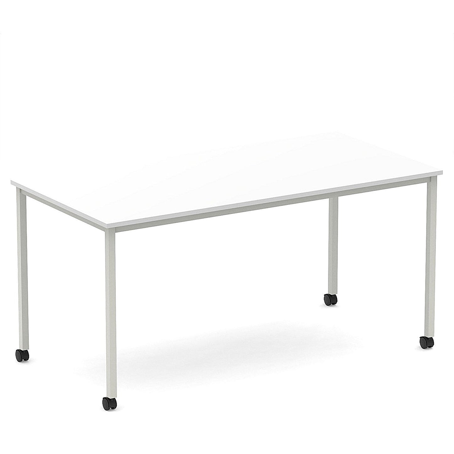 Impulse 1600mm Straight Table White Top Silver Box Frame Leg with Castors Easy2Order : I006642