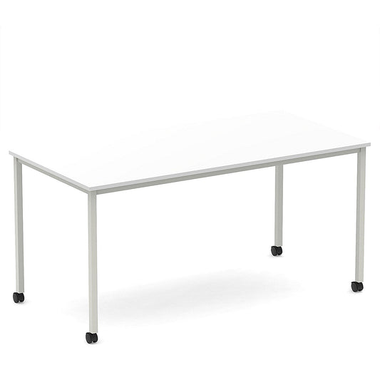 Impulse 1600mm Straight Table White Top Silver Box Frame Leg with Castors Easy2Order : I006642