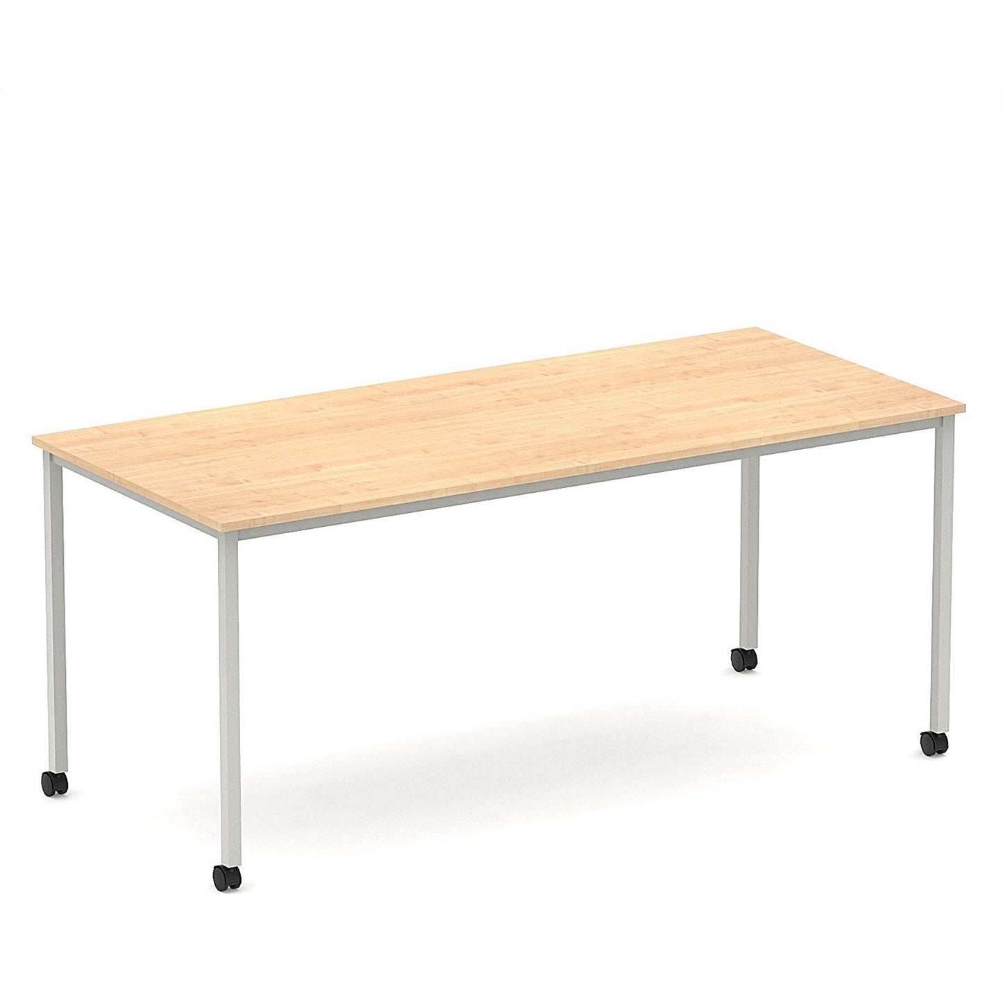 Impulse 1800mm Straight Table Maple Top Silver Box Frame Leg with Castors Easy2Order : I006646