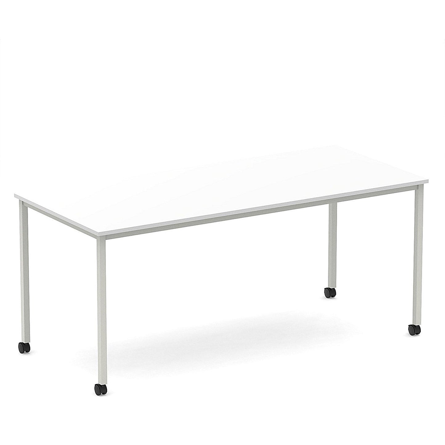 Impulse 1800mm Straight Table White Top Silver Box Frame Leg with Castors Easy2Order : I006648