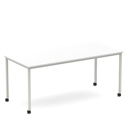 Impulse 1800mm Straight Table White Top Silver Box Frame Leg with Castors Easy2Order : I006648