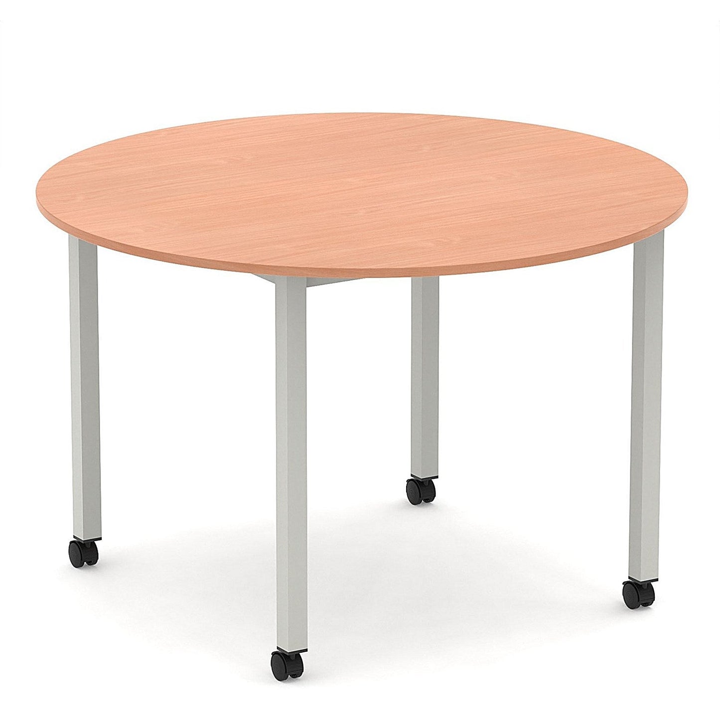 Impulse 1200mm Round Table Beech Top Silver Box Frame Leg with Castors Easy2Order : I006650