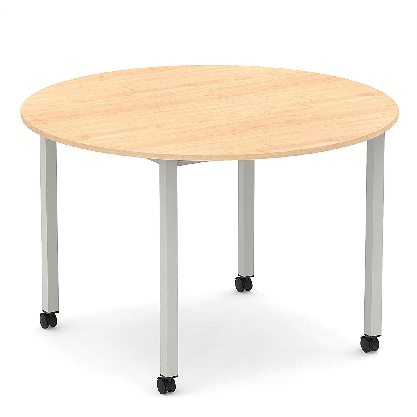 Impulse 1200mm Round Table Maple Top Silver Box Frame Leg with Castors Easy2Order : I006652
