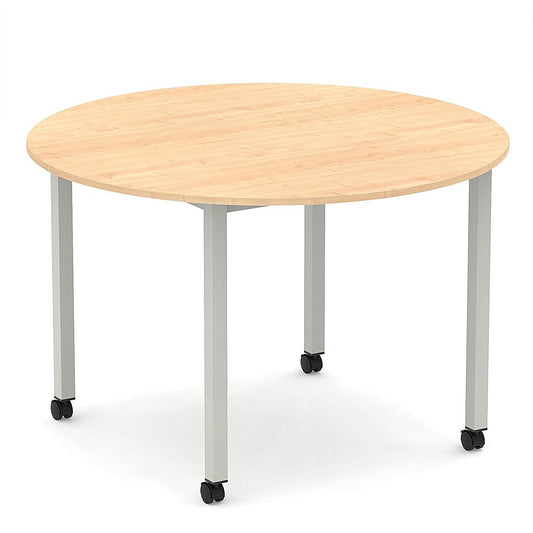 Impulse 1200mm Round Table Maple Top Silver Box Frame Leg with Castors Easy2Order : I006652