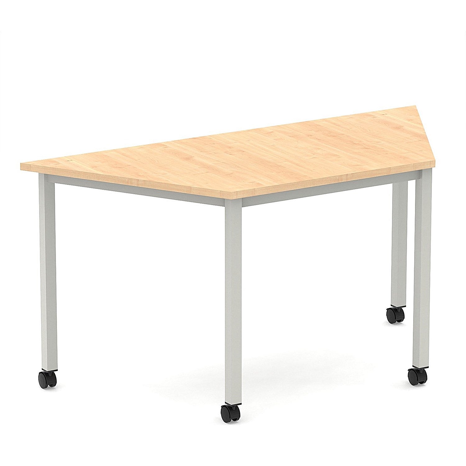 Impulse 1600mm Trapezium Maple Top Silver Box Frame Leg with Castors Easy2Order : I006664