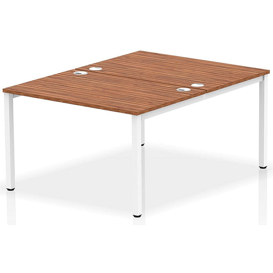 Impulse Bench B2B 2 Person 1200 White Frame Office Bench Desk Walnut Easy2Order : IB00110
