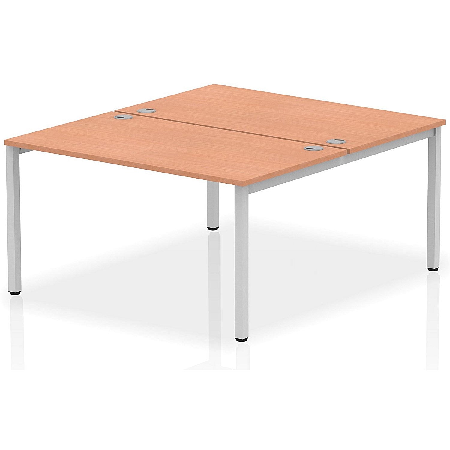 Impulse Bench B2B 2 Person 1400 Silver Frame Office Bench Desk Beech Easy2Order : IB00112