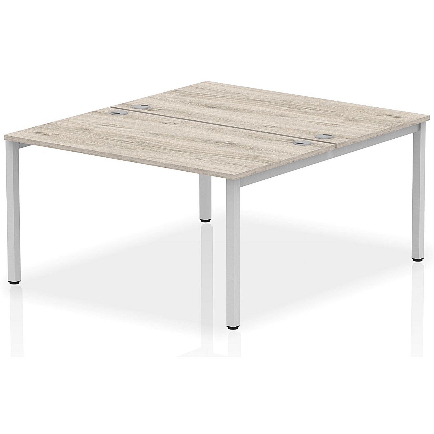 Impulse Bench B2B 2 Person 1400 Silver Frame Office Bench Desk Grey Oak Easy2Order : IB00113