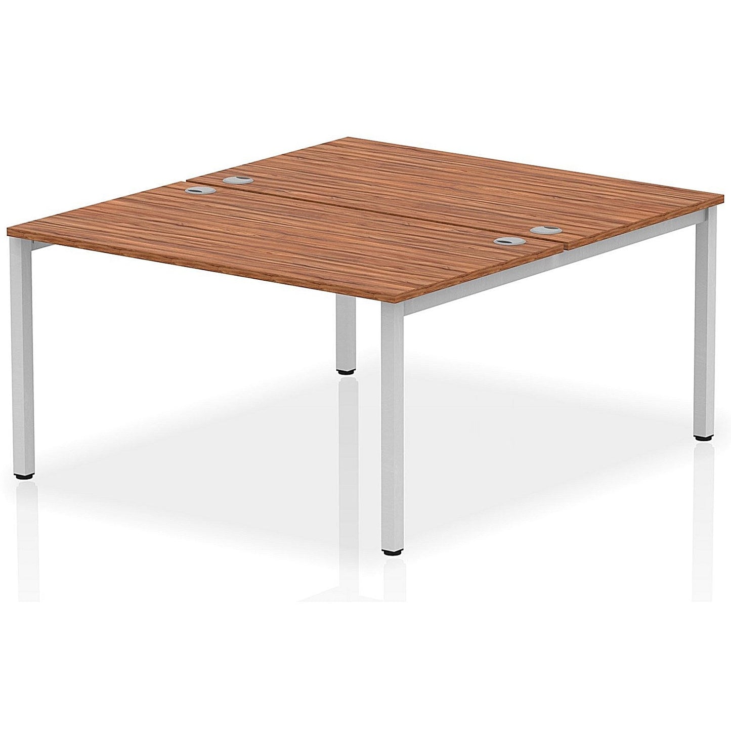 Impulse Bench B2B 2 Person 1400 Silver Frame Office Bench Desk Walnut Easy2Order : IB00116