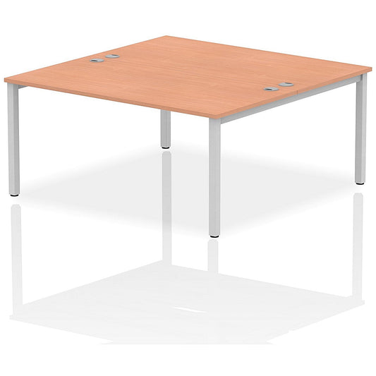 Impulse Bench B2B 2 Person 1600 Silver Frame Office Bench Desk Beech Easy2Order : IB00124