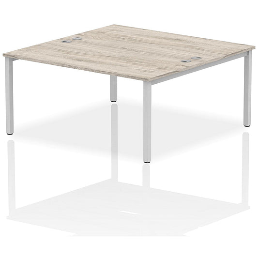 Impulse Bench B2B 2 Person 1600 Silver Frame Office Bench Desk Grey Oak Easy2Order : IB00125