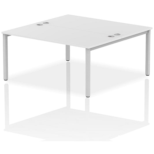 Impulse Bench B2B 2 Person 1600 Silver Frame Office Bench Desk White Easy2Order : IB00129