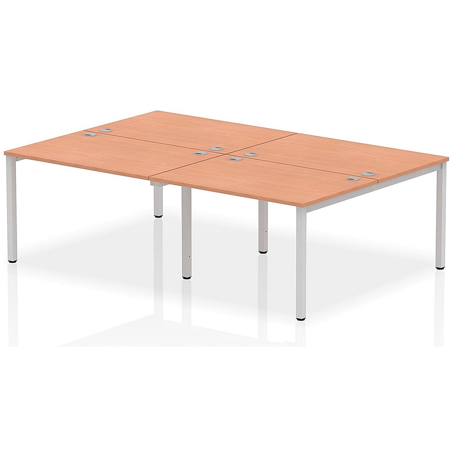 Impulse Bench B2B 4 Person 1200 Silver Frame Office Bench Desk Beech Easy2Order : IB00136