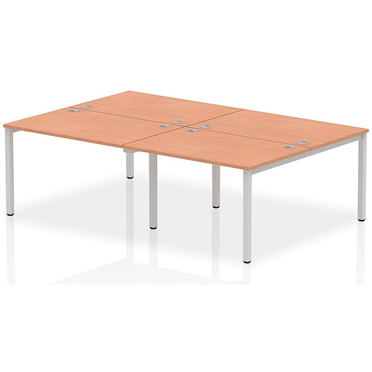 Impulse Bench B2B 4 Person 1200 Silver Frame Office Bench Desk Beech Easy2Order : IB00136