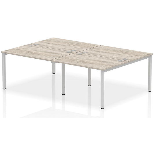 Impulse Bench B2B 4 Person 1200 Silver Frame Office Bench Desk Grey Oak Easy2Order : IB00137