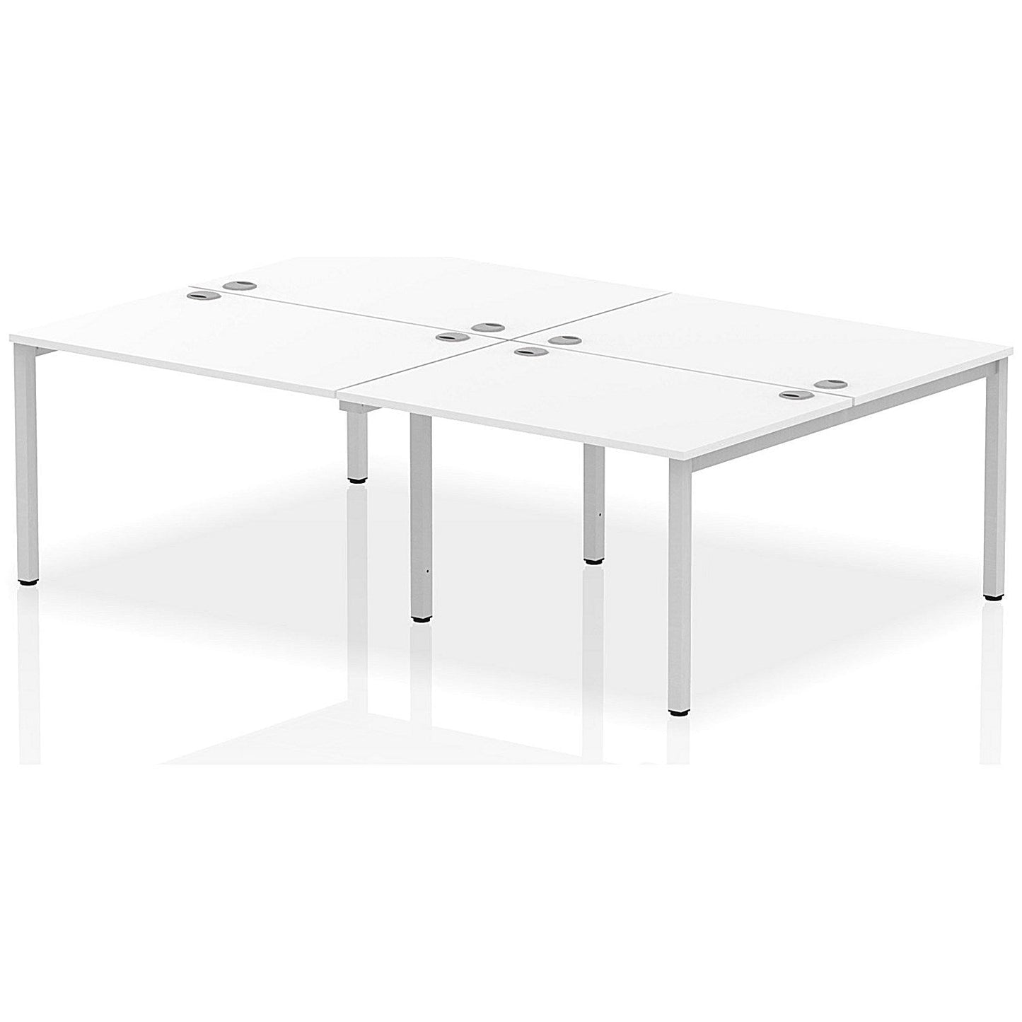 Impulse Bench B2B 4 Person 1200 Silver Frame Office Bench Desk White Easy2Order : IB00141