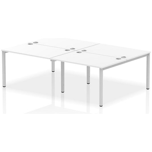 Impulse Bench B2B 4 Person 1200 Silver Frame Office Bench Desk White Easy2Order : IB00141