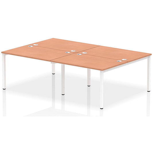 Impulse Bench B2B 4 Person 1200 White Frame Office Bench Desk Beech Easy2Order : IB00142
