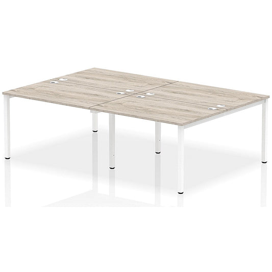 Impulse Bench B2B 4 Person 1200 White Frame Office Bench Desk Grey Oak Easy2Order : IB00143
