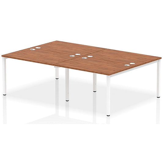 Impulse Bench B2B 4 Person 1200 White Frame Office Bench Desk Walnut Easy2Order : IB00146