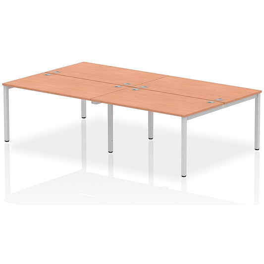 Impulse Bench B2B 4 Person 1400 Silver Frame Office Bench Desk Beech Easy2Order : IB00148