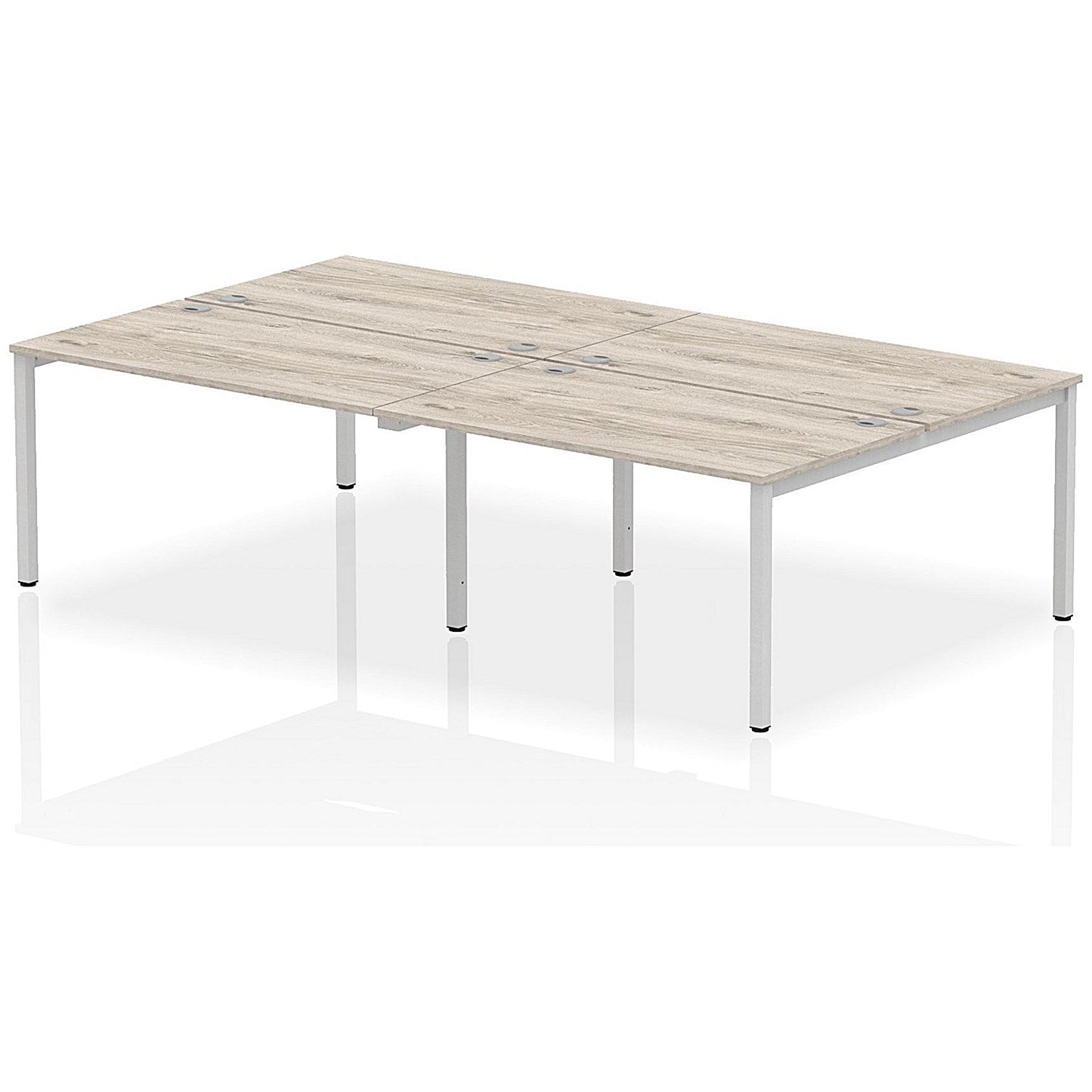 Impulse Bench B2B 4 Person 1400 Silver Frame Office Bench Desk Grey Oak Easy2Order : IB00149