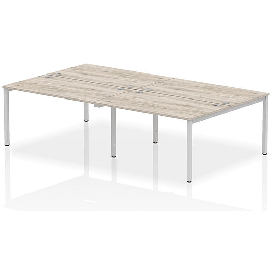 Impulse Bench B2B 4 Person 1400 Silver Frame Office Bench Desk Grey Oak Easy2Order : IB00149