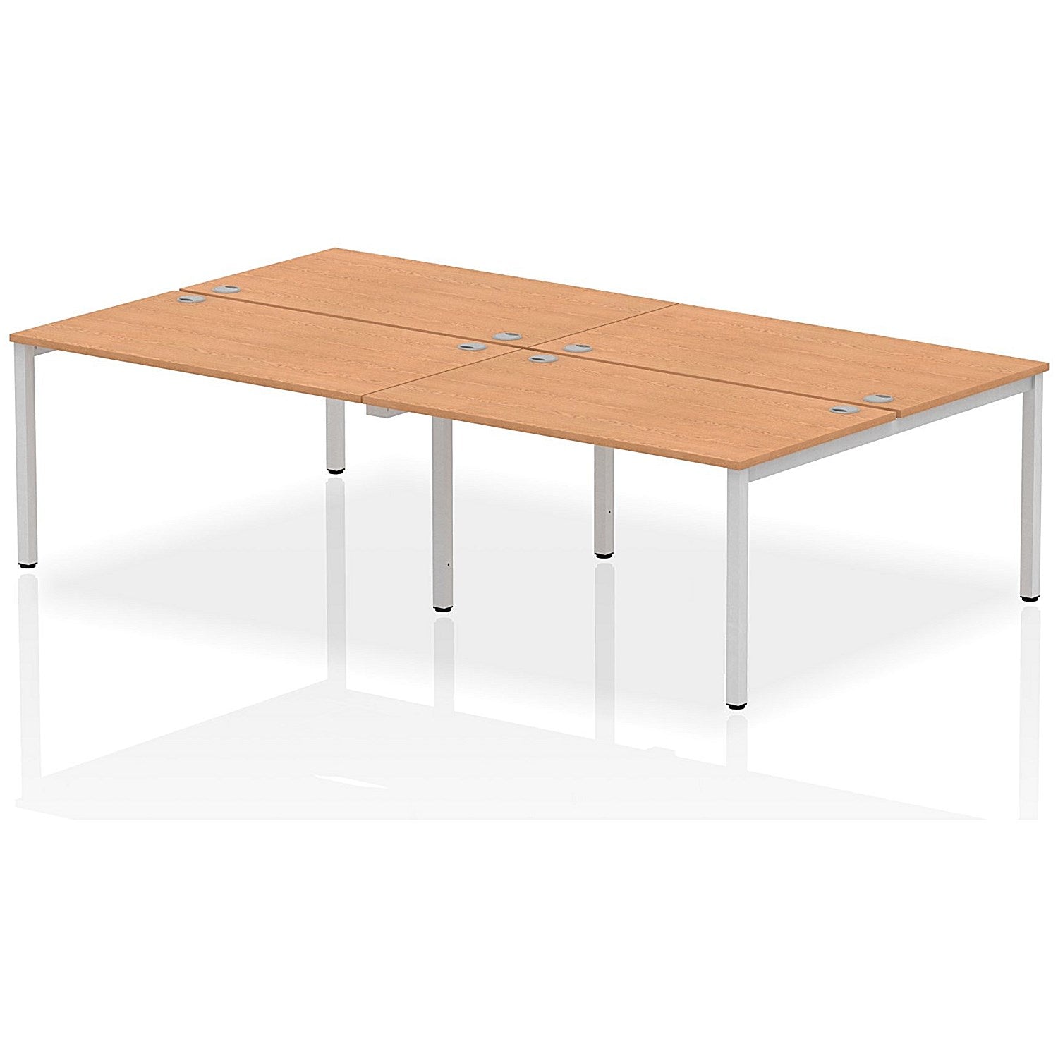 Impulse Bench B2B 4 Person 1400 Silver Frame Office Bench Desk Oak Easy2Order : IB00151