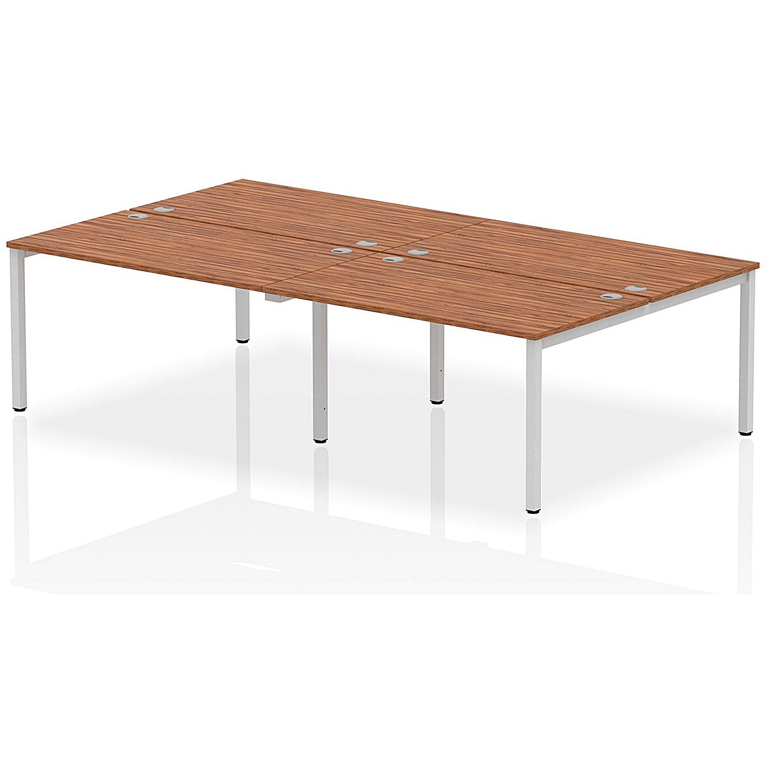 Impulse Bench B2B 4 Person 1400 Silver Frame Office Bench Desk Walnut Easy2Order : IB00152