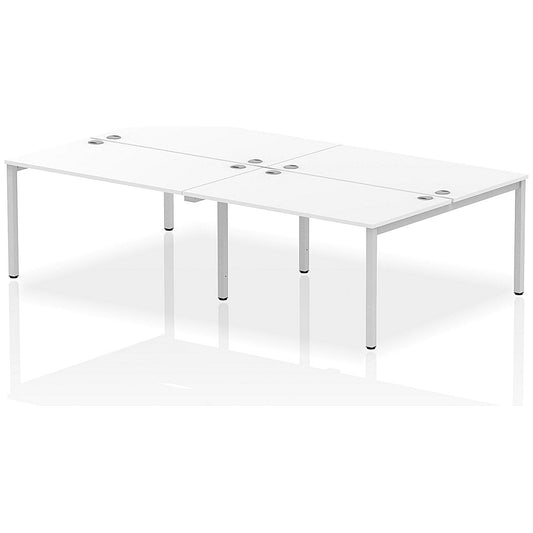 Impulse Bench B2B 4 Person 1400 Silver Frame Office Bench Desk White Easy2Order : IB00153