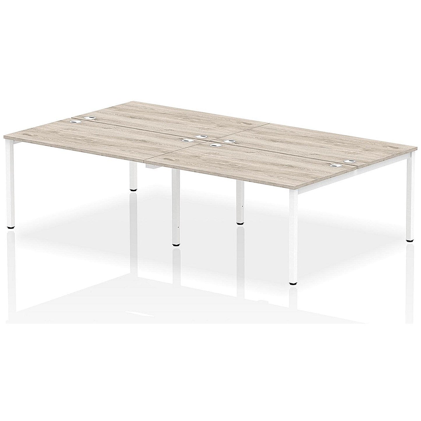 Impulse Bench B2B 4 Person 1400 White Frame Office Bench Desk Grey Oak Easy2Order : IB00155