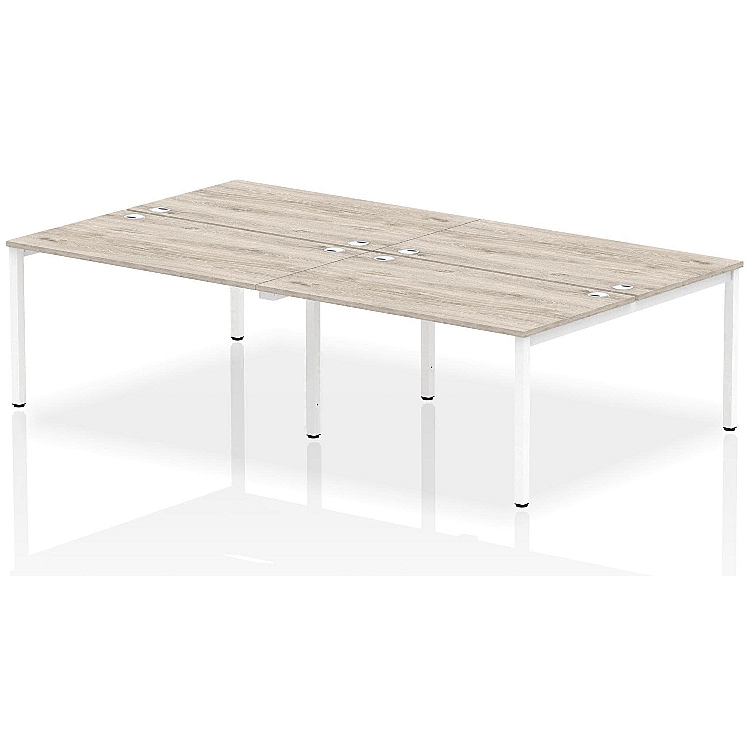 Impulse Bench B2B 4 Person 1400 White Frame Office Bench Desk Grey Oak Easy2Order : IB00155