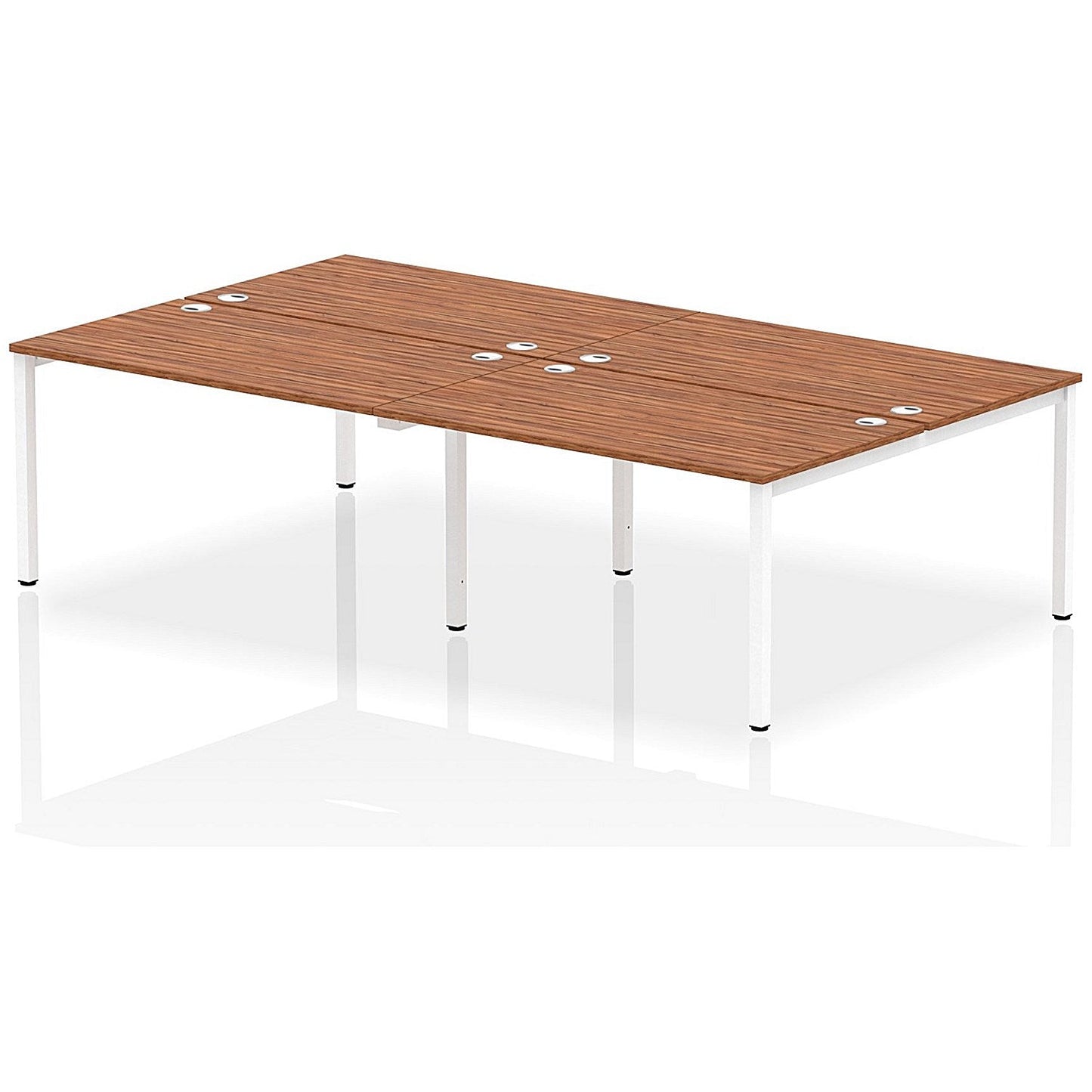 Impulse Bench B2B 4 Person 1400 White Frame Office Bench Desk Walnut Easy2Order : IB00158