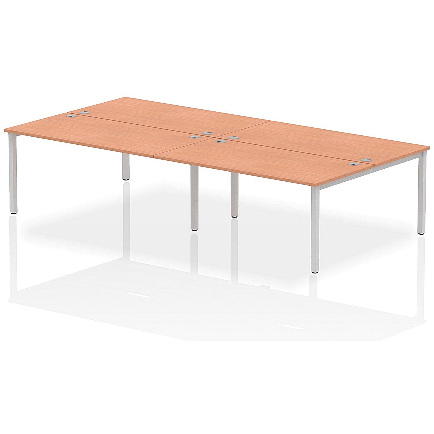 Impulse Bench B2B 4 Person 1600 Silver Frame Office Bench Desk Beech Easy2Order : IB00160
