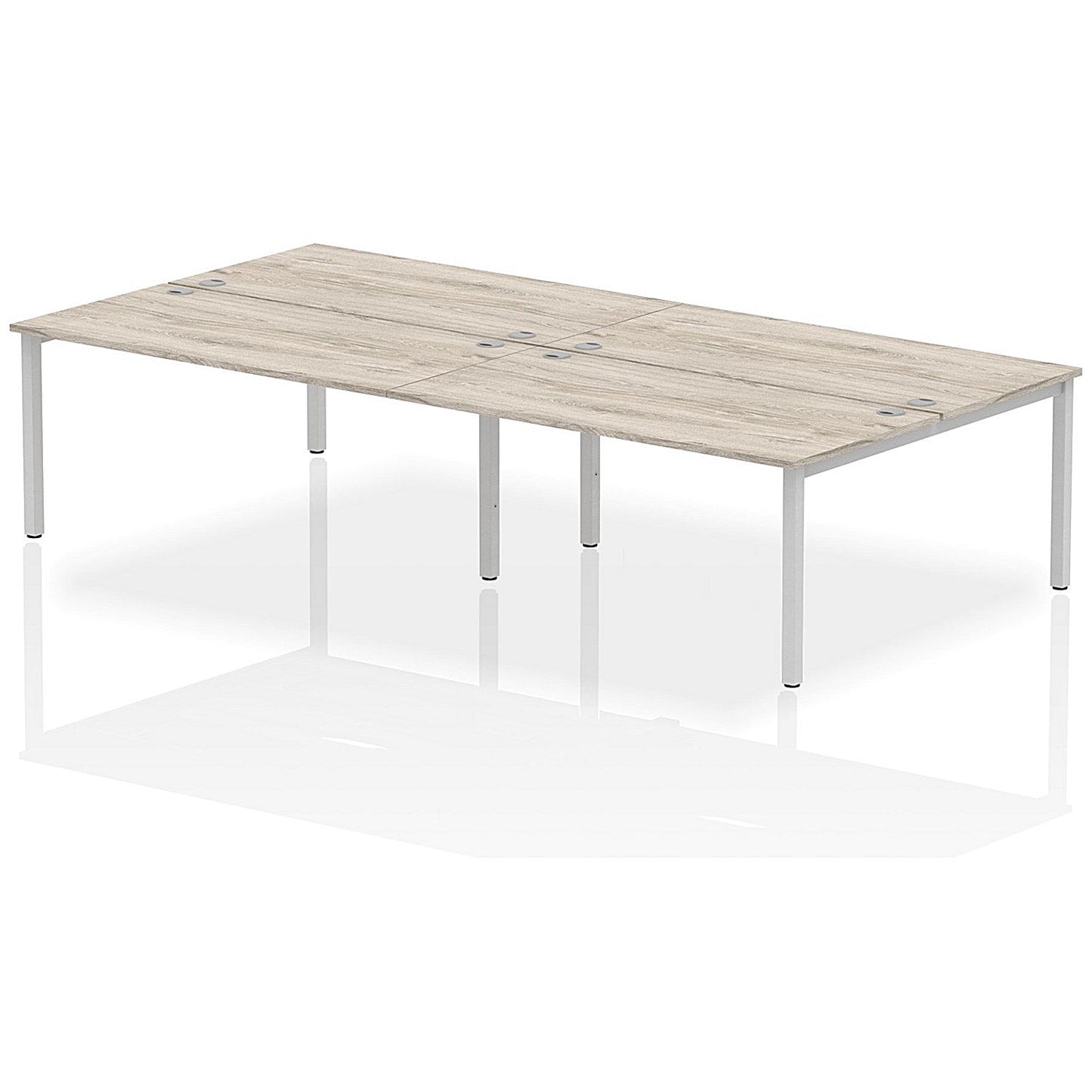 Impulse Bench B2B 4 Person 1600 Silver Frame Office Bench Desk Grey Oak Easy2Order : IB00161