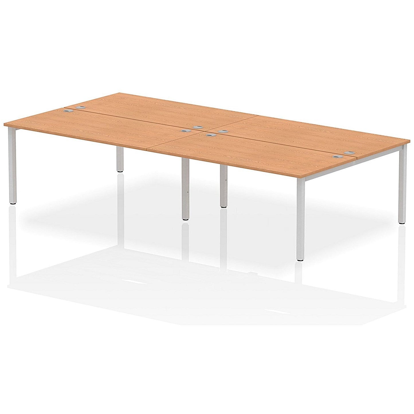 Impulse Bench B2B 4 Person 1600 Silver Frame Office Bench Desk Oak Easy2Order : IB00163