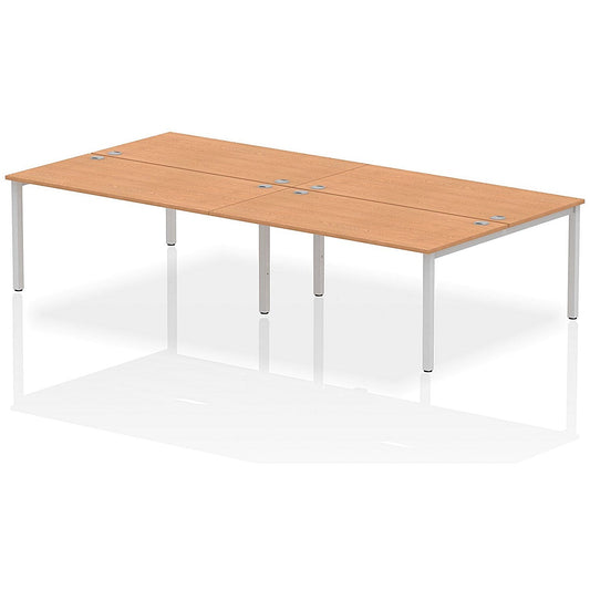 Impulse Bench B2B 4 Person 1600 Silver Frame Office Bench Desk Oak Easy2Order : IB00163