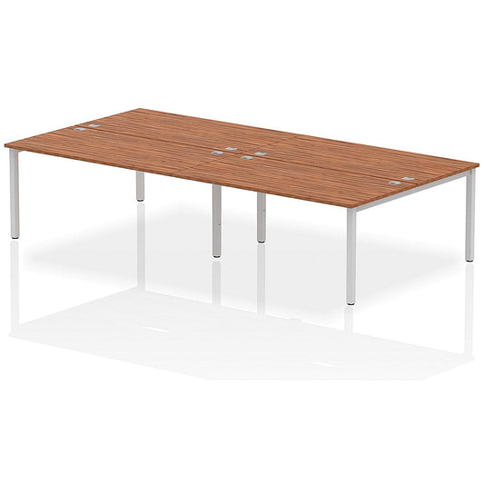 Impulse Bench B2B 4 Person 1600 Silver Frame Office Bench Desk Walnut Easy2Order : IB00164