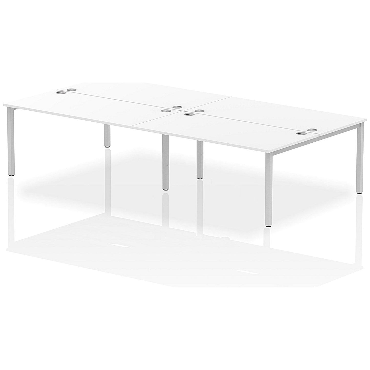 Impulse Bench B2B 4 Person 1600 Silver Frame Office Bench Desk White Easy2Order : IB00165