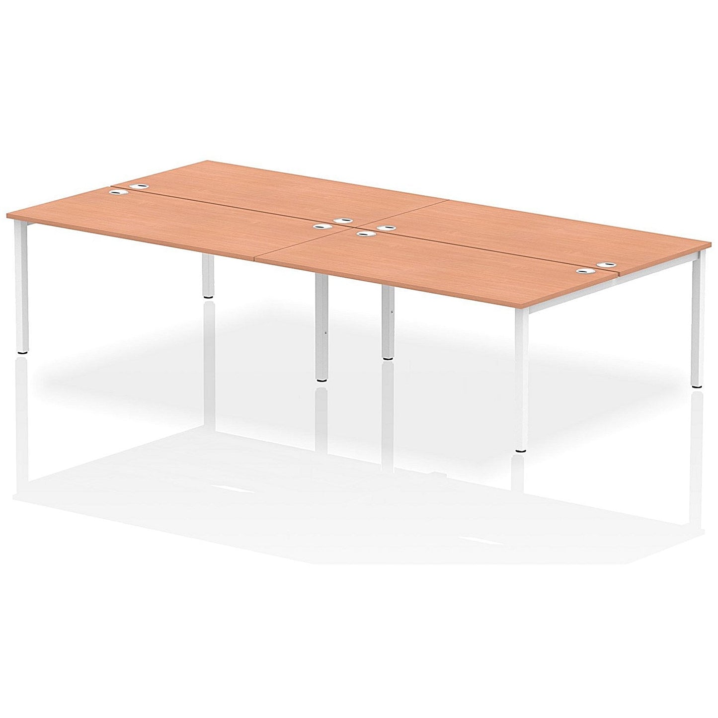 Impulse Bench B2B 4 Person 1600 White Frame Office Bench Desk Beech Easy2Order : IB00166