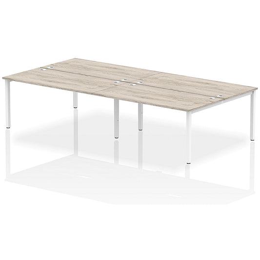 Impulse Bench B2B 4 Person 1600 White Frame Office Bench Desk Grey Oak Easy2Order : IB00167