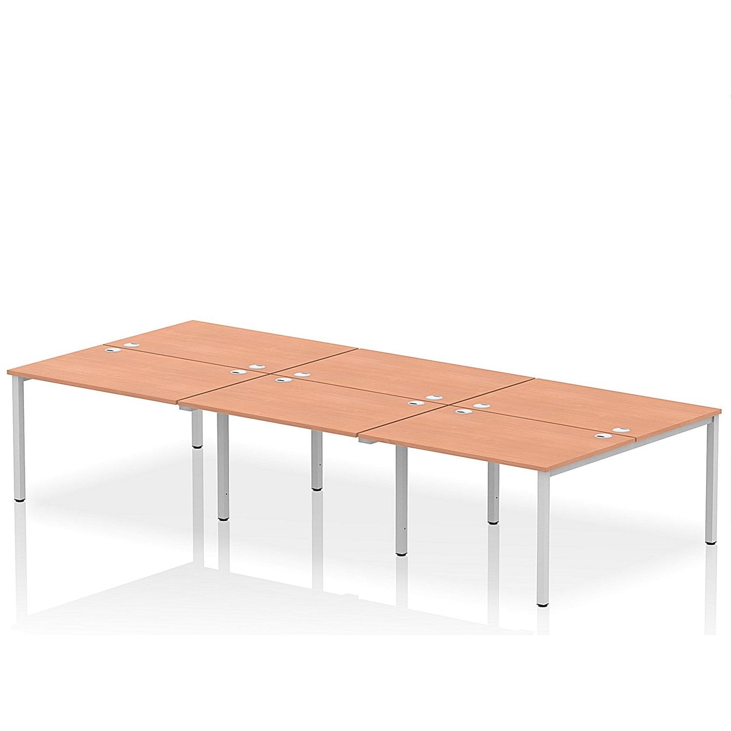 Impulse Bench B2B 6 Person 1200 Silver Frame Office Bench Desk Beech Easy2Order : IB00172