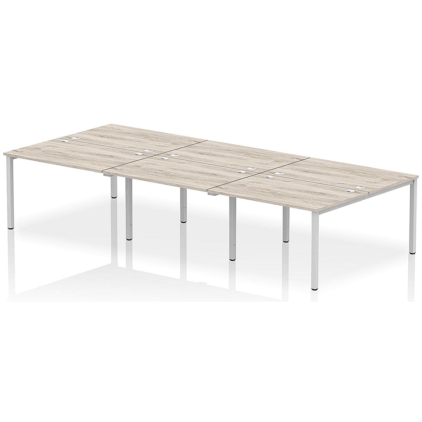Impulse Bench B2B 6 Person 1200 Silver Frame Office Bench Desk Grey Oak Easy2Order : IB00173