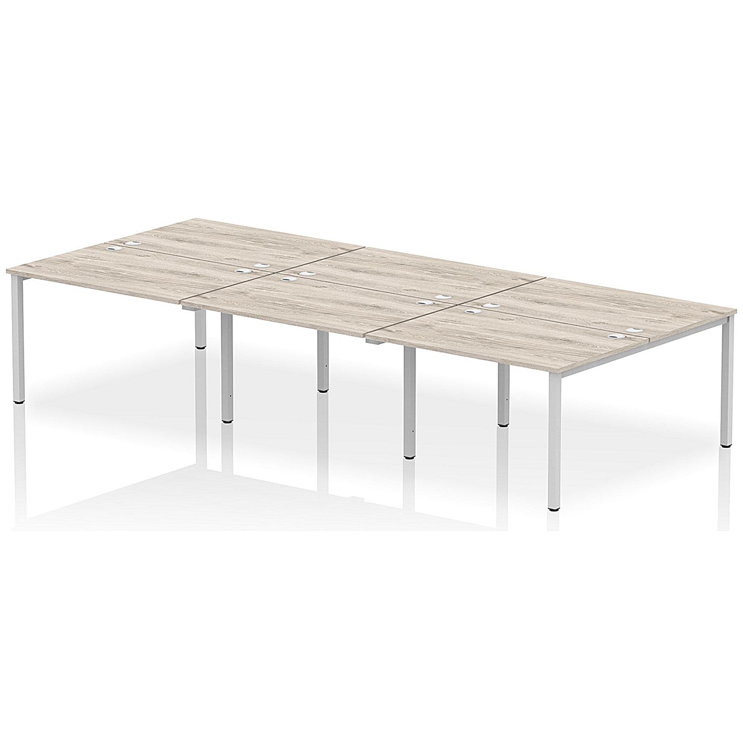 Impulse Bench B2B 6 Person 1200 Silver Frame Office Bench Desk Grey Oak Easy2Order : IB00173