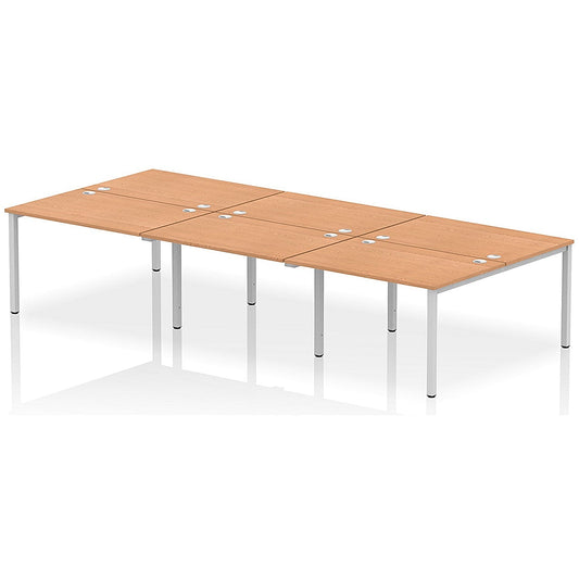 Impulse Bench B2B 6 Person 1200 Silver Frame Office Bench Desk Oak Easy2Order : IB00175