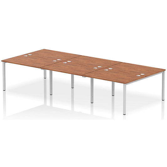 Impulse Bench B2B 6 Person 1200 Silver Frame Office Bench Desk Walnut Easy2Order : IB00176