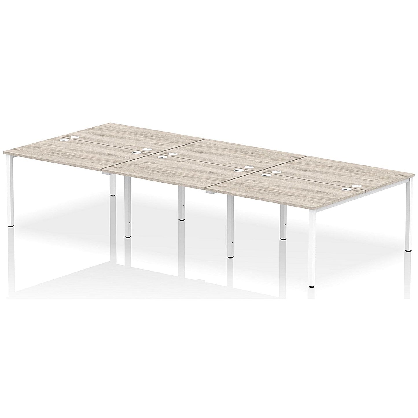 Impulse Bench B2B 6 Person 1200 White Frame Office Bench Desk Grey Oak Easy2Order : IB00179