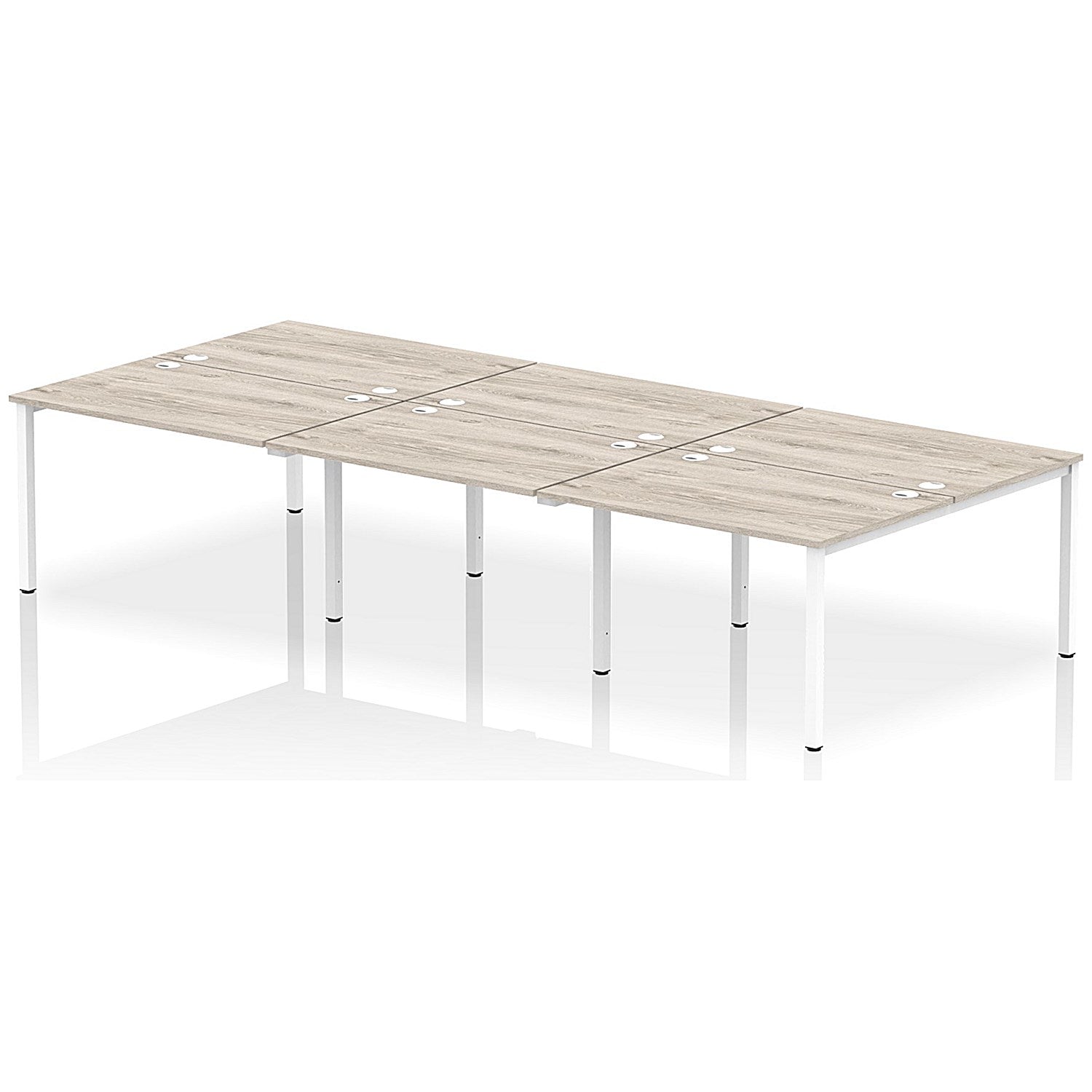 Impulse Bench B2B 6 Person 1200 White Frame Office Bench Desk Grey Oak Easy2Order : IB00179