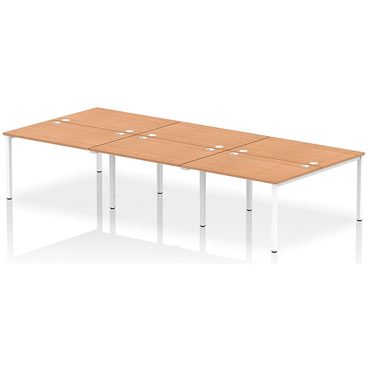 Impulse Bench B2B 6 Person 1200 White Frame Office Bench Desk Oak Easy2Order : IB00181