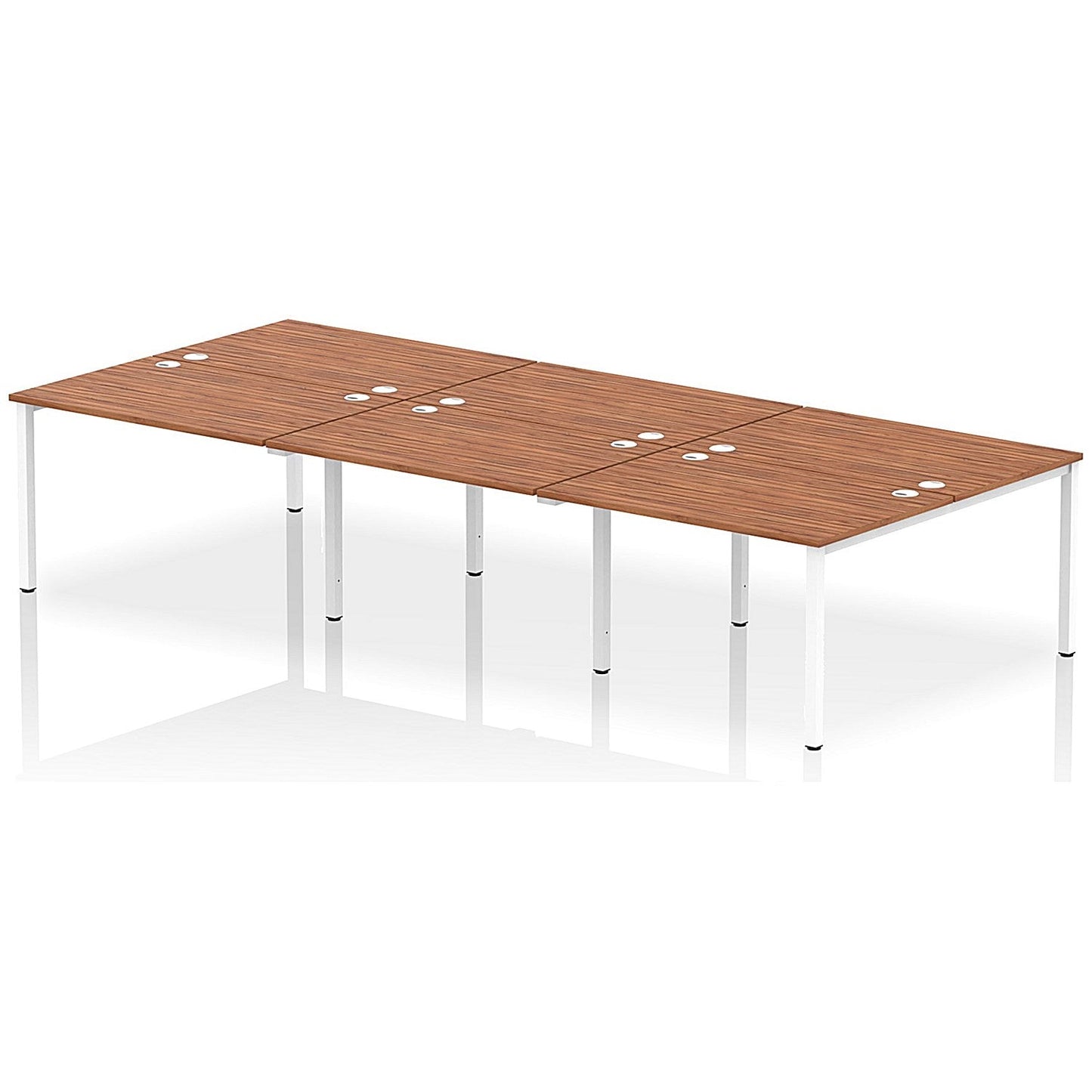 Impulse Bench B2B 6 Person 1200 White Frame Office Bench Desk Walnut Easy2Order : IB00182
